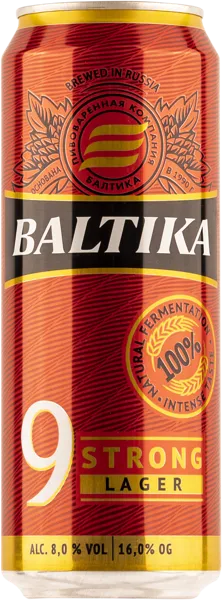 Изображение Пиво светлое Лагер 8,0% Балтика №9 Легендарное Балтика ж/б, 0,45 л