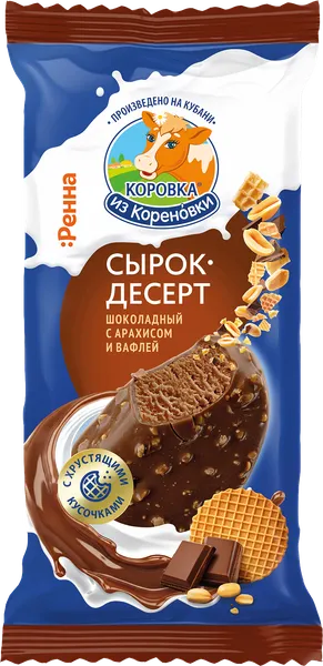 Изображение Сырок творожный 23% эскимо в мол шок Коровка из Кореновки шоколад арахис вафля Кореновский МКК м/у, 50 г