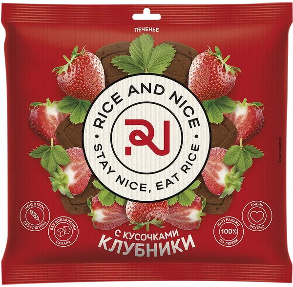Изображение Печенье рисовое без сахара Райс энд Найс клубника Пищекомбинат Клинский м/у, 115 г