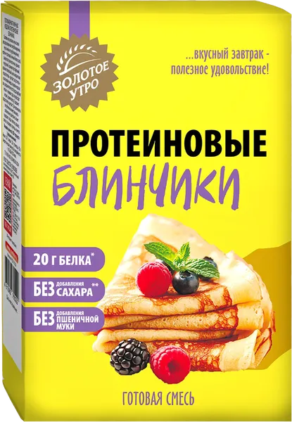 Изображение Смесь для выпечки Золотое утро протеиновые блинчики Хлебзернопродукт кор, 200 г