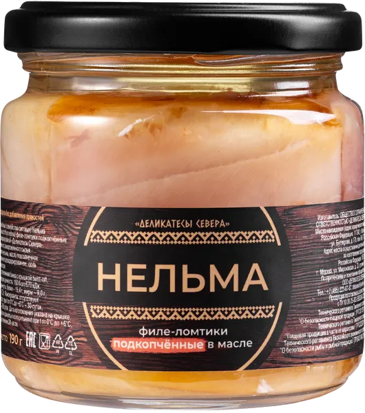 Изображение Пресервы филе ломтики в масле Деликатесы Севера нельма Деликатесы Севера ст/б, 190 г