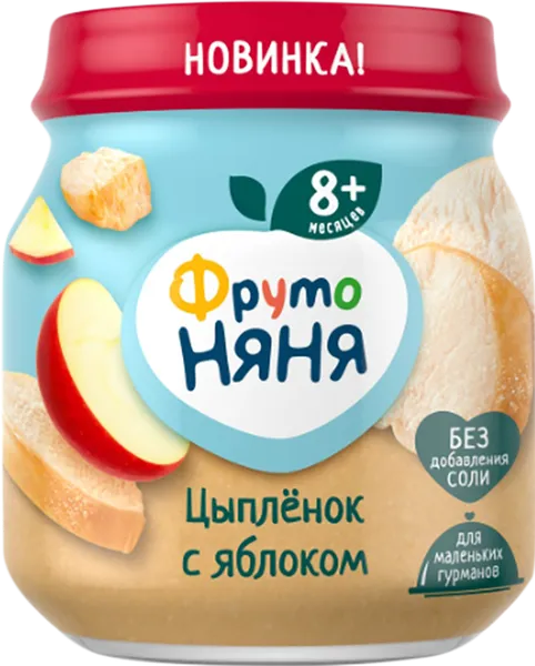 Изображение Пюре мясное с 8 мес Фрутоняня цыпленок яблоко Прогресс с/б, 100 г