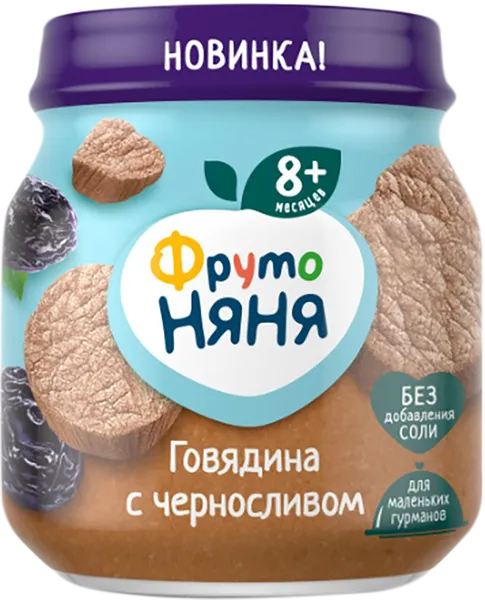 Изображение Пюре мясное с 8 мес Фрутоняня говядина чернослив Прогресс с/б, 100 г