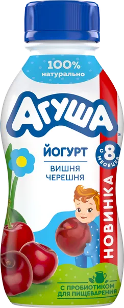 Изображение Йогурт 2,7% с 8 мес Агуша вишня черешня ВБД п/б, 180 г