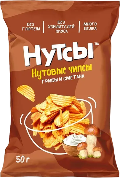 Изображение Чипсы нутовые Нутсы сметана грибы Шелдон м/у, 50 г