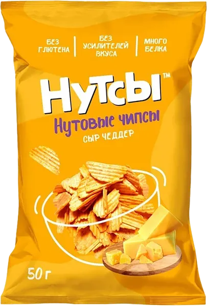Изображение Чипсы нутовые Нутсы сыр чеддер Шелдон м/у, 50 г