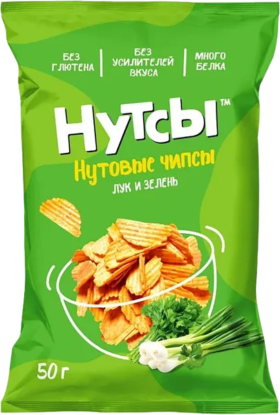 Изображение Чипсы нутовые Нутсы лук зелень Шелдон м/у, 50 г