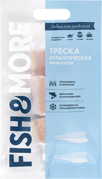 Изображение Рыба замороженная Фиш и Море треска филе кусок б/к Амур ООО кор, 400 г