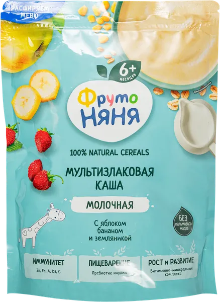 Изображение Каша с 6 мес молочная Фрутоняня мультизлак ябл банан земл Прогресс м/у, 190 г
