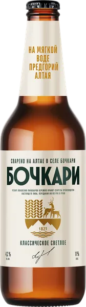 Изображение Пивной напиток светлый 4,2% Бочкари Классическое фильтрованный Бочкаревский ПЗ с/б, 0,44 л