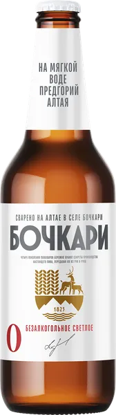 Изображение Пивной напиток светлый б/а Бочкари фильтрованный Бочкаревский ПЗ с/б, 0,44 л