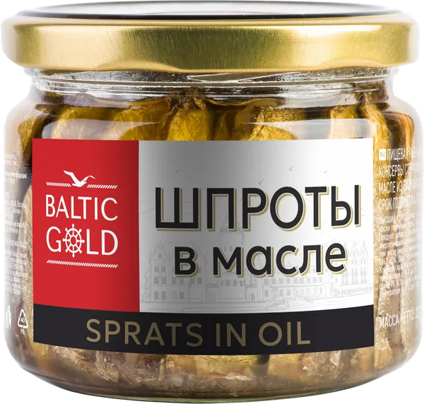 Изображение Шпроты в масле Балтик Голд РК За Родину с/б, 270 г