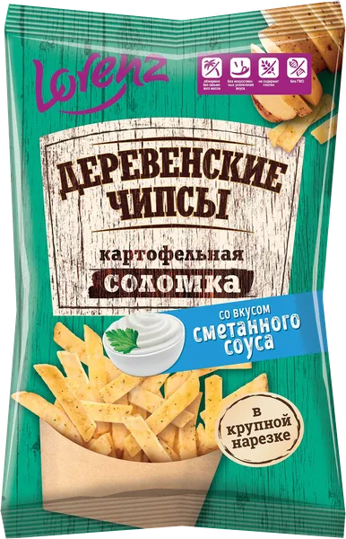 Изображение Чипсы картофельные Лоренц деревенские сметанный соус Лоренц м/у, 120 г