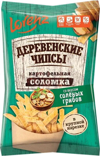 Изображение Чипсы картофельные Лоренц деревенские соленые грибы Лоренц м/у, 120 г