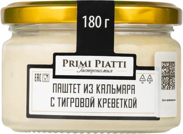 Изображение Паштет из кальмаров Прими Пьятти с тигровой креветкой Шнейдерман Е.Д. ИП с/б, 180 г