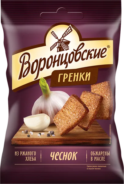 Изображение Сухарики ржано-пшеничные Воронцовские чеснок ТД м/у, 60 г