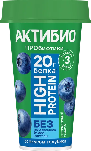 Изображение Напиток 1,5% обогащ белком Актибио голубика Эйч энд Эн п/б, 190 мл