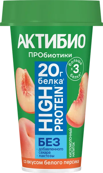 Изображение Напиток 1,5% обогащ белком Актибио персик Эйч энд Эн п/б, 190 мл
