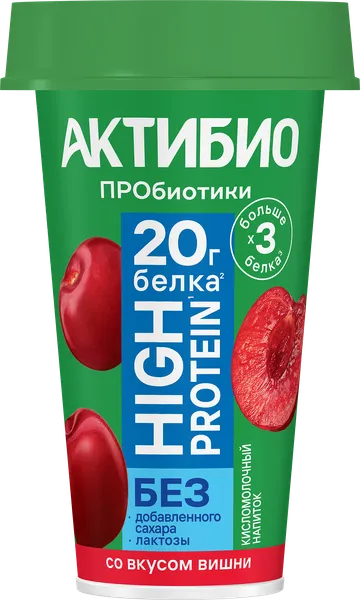 Изображение Напиток 1,5% обогащ белком Актибио вишня Эйч энд Эн п/б, 190 мл