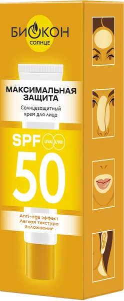 Изображение Крем для лица солнцезащитный Биокон спф 50 Биокон к/у, 25 мл