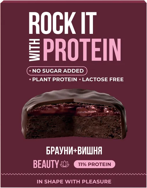 Изображение Печенье протеиновое Рок Ит брауни вишня Рокет фуд кор, 50 г