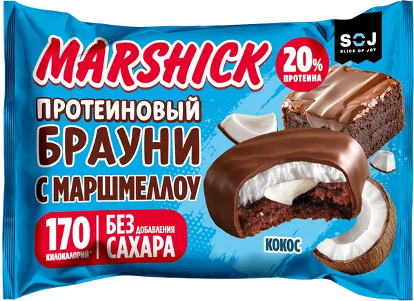Изображение Печенье протеиновое Содж Маршик брауни кокос СОДЖ м/у, 53 г