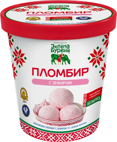 Изображение Мороженое Зелена Бурена пломбир с зефиром Корбинский МСЗ п/у, 500 г
