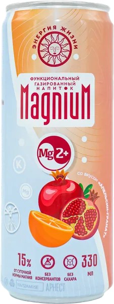 Изображение Напиток без сахара газ МагниуМ апельсин гранат МПМ ж/б, 0,33 л
