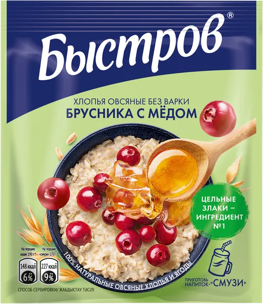 Изображение Каша овсяная Быстров брусника мёд Нестле м/у, 40 г