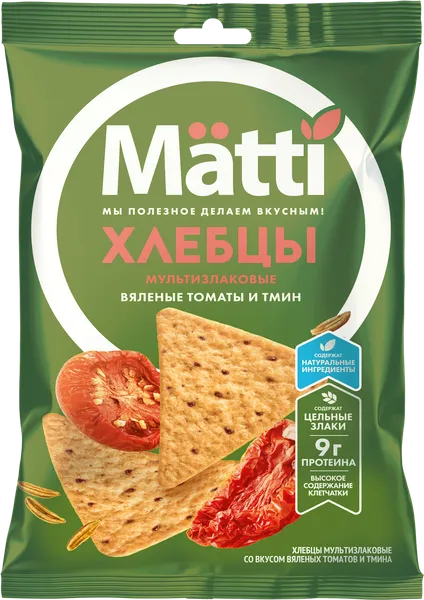 Изображение Хлебцы мультизлаковые Матти вяленые томаты и тмин Любятово м/у, 75 г