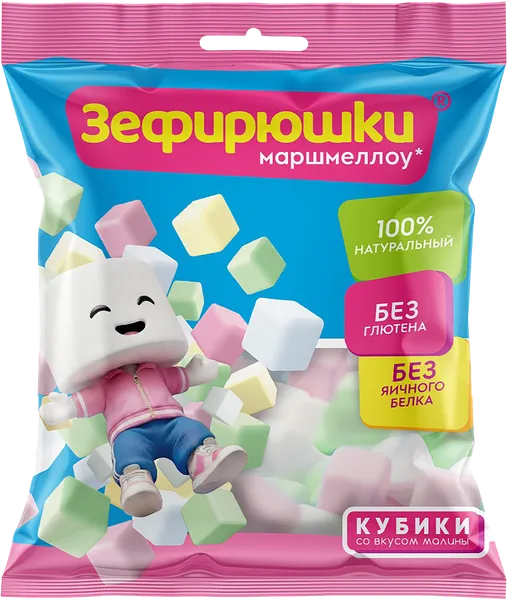 Изображение Зефир маршмеллоу Зефирюшки кубики Сладкая сказка м/у, 80 г