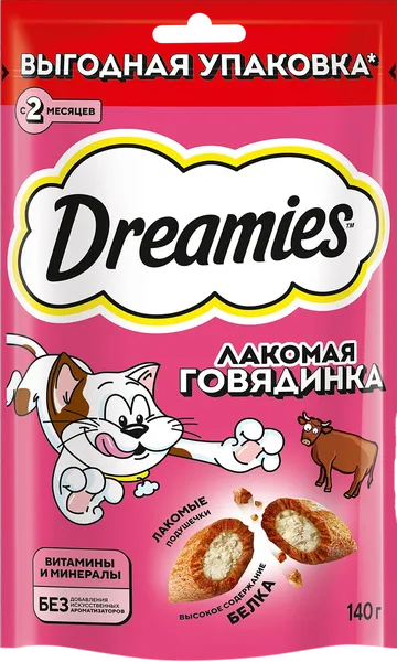 Изображение Лакомство для кошек Дримис подушечки говядина Марс м/у, 140 г