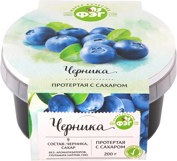 Изображение Черника С сахаром протертая ФерЭльГам пл/б, 200 г