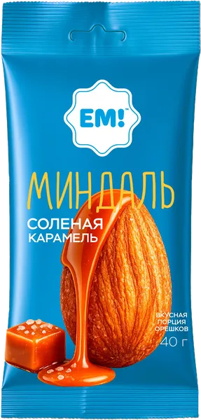 Изображение Миндаль жареный ЕМ в соленой карамели Орехпром м/у, 40 г