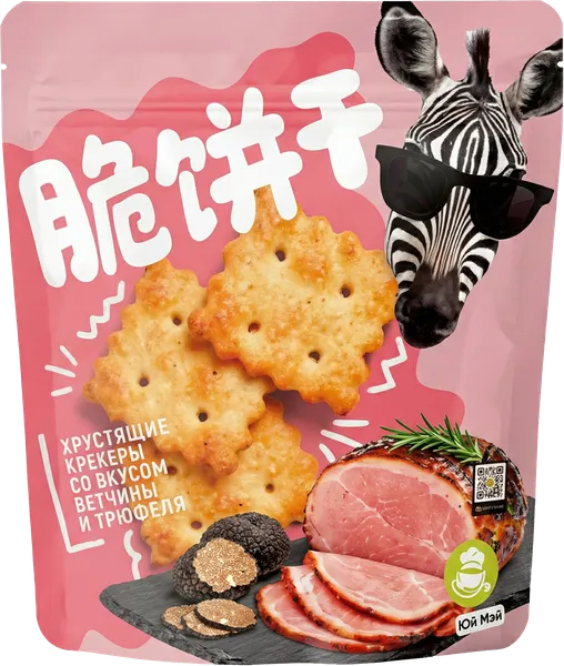 Изображение Крекеры Юй Мэй со вкусом ветчины и черно Синьсян Тяньсу Фуд м/у, 80 г