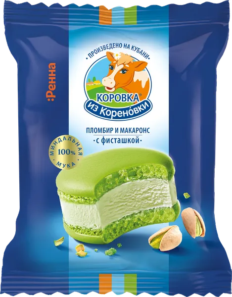 Изображение Мороженое макаронс Коровка из Кореновки пломбир фисташка Кореновский МКК м/у, 70 г
