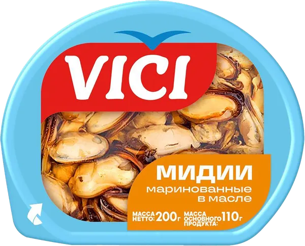 Изображение Пресервы в масле ВИЧИ мидии маринованные Вичи Русь п/у, 200 г