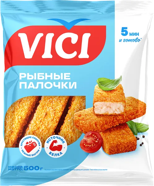 Изображение Рыбная продукция замороженная ВИЧИ рыбные палочки Вичи Русь пакет, 500 г