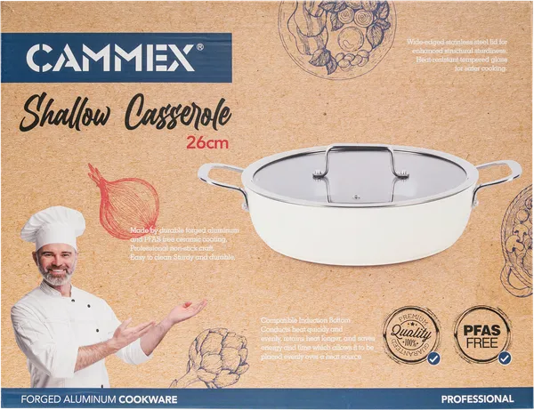 Изображение Сотейник 26см кремовый инд Каммекс алюминий с крышкой Каммекс кор, 1 шт