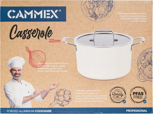 Изображение Кастрюля 22см кремовая инд Каммекс алюминий с крышкой Каммекс кор, 1 шт