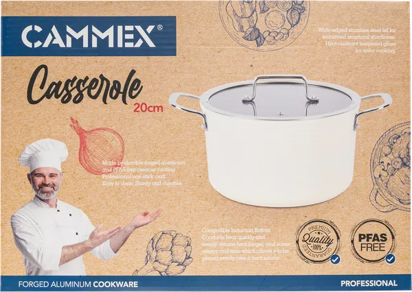 Изображение Кастрюля 20см кремовая инд Каммекс алюминий с крышкой Каммекс кор, 1 шт