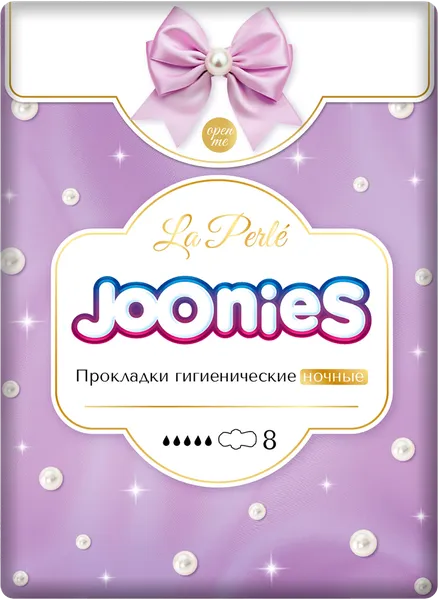 Изображение Прокладки ночные Джунис ла пэрль с анионовым чипом Джиньцзянь Энтин м/у, 8 шт