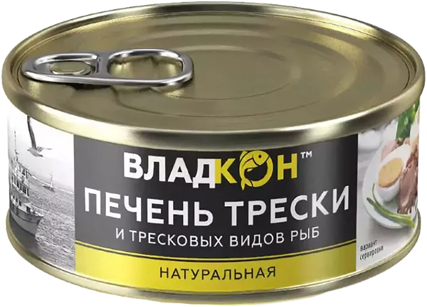 Изображение Печень трески Натуральная Владкон Владкон ТД ж/б, 160 г