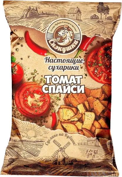 Изображение Сухарики ржаные Снэкушки томат спайси Фишка м/у, 80 г