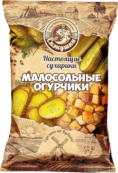 Изображение Сухарики пшеничные Снэкушки малосольные огурчики Фишка м/у, 80 г
