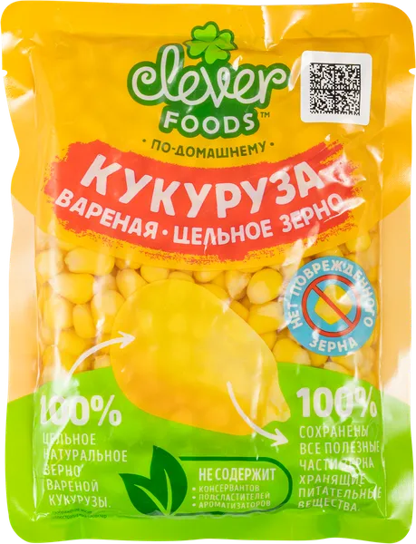 Изображение Овощ в зернах Клевер Фуд кукуруза отварная  в/у, 300 г