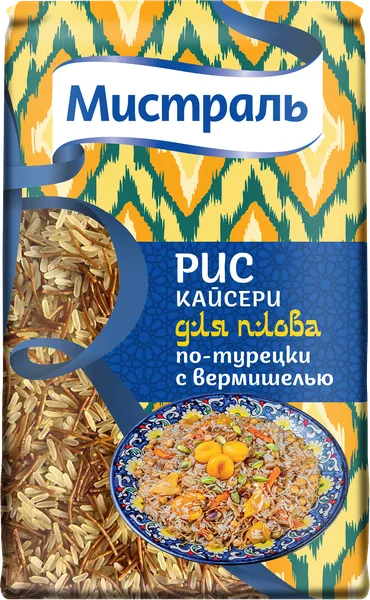 Изображение Рис пропаренный длиннозерный Мистраль кайсери с вермишелью Мистраль м/у, 500 г