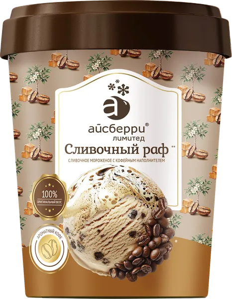 Изображение Мороженое пломбир Айсберри сливочный раф Айсберри-ФМ пл/ведро, 275 г