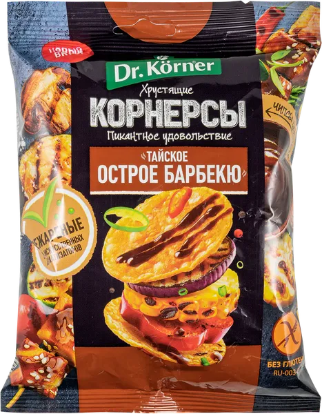 Изображение Снеки кукурузно-рисовые Др. Кёрнер тайское острое барбекю Хлебпром м/у, 50 г