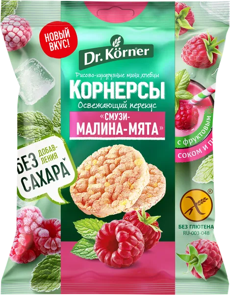 Изображение Снеки кукурузно-рисовые Др. Кёрнер смузи малина мята Хлебпром м/у, 40 г